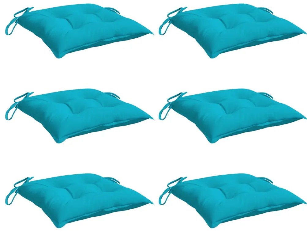 Almofadões de cadeira 6 pcs 50x50x7 cm tecido oxford turquesa