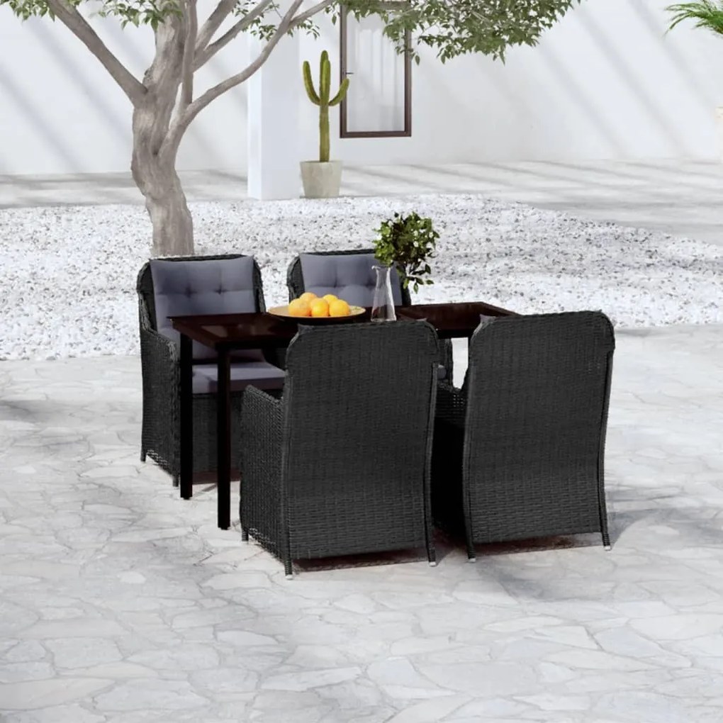 vidaXL 5 pcs Conjunto de jantar para jardim preto