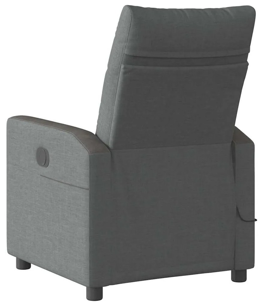 Poltrona de massagens reclinável tecido cinzento-escuro