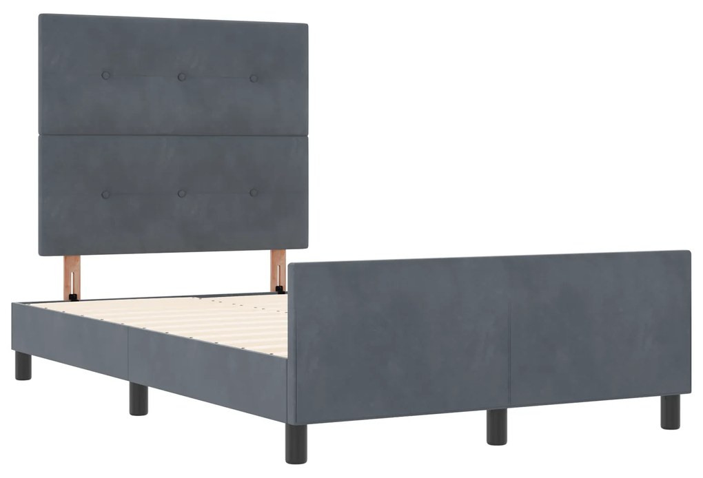 Cama vidaXL Cinza Escuro 120x200 cm Veludo