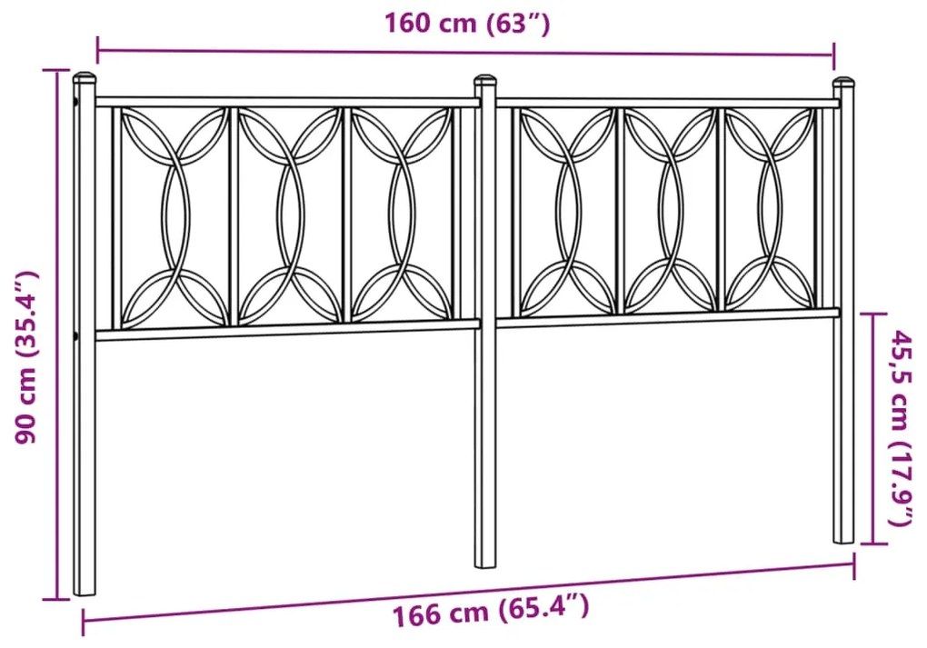 Cabeceira de cama 160 cm metal preto