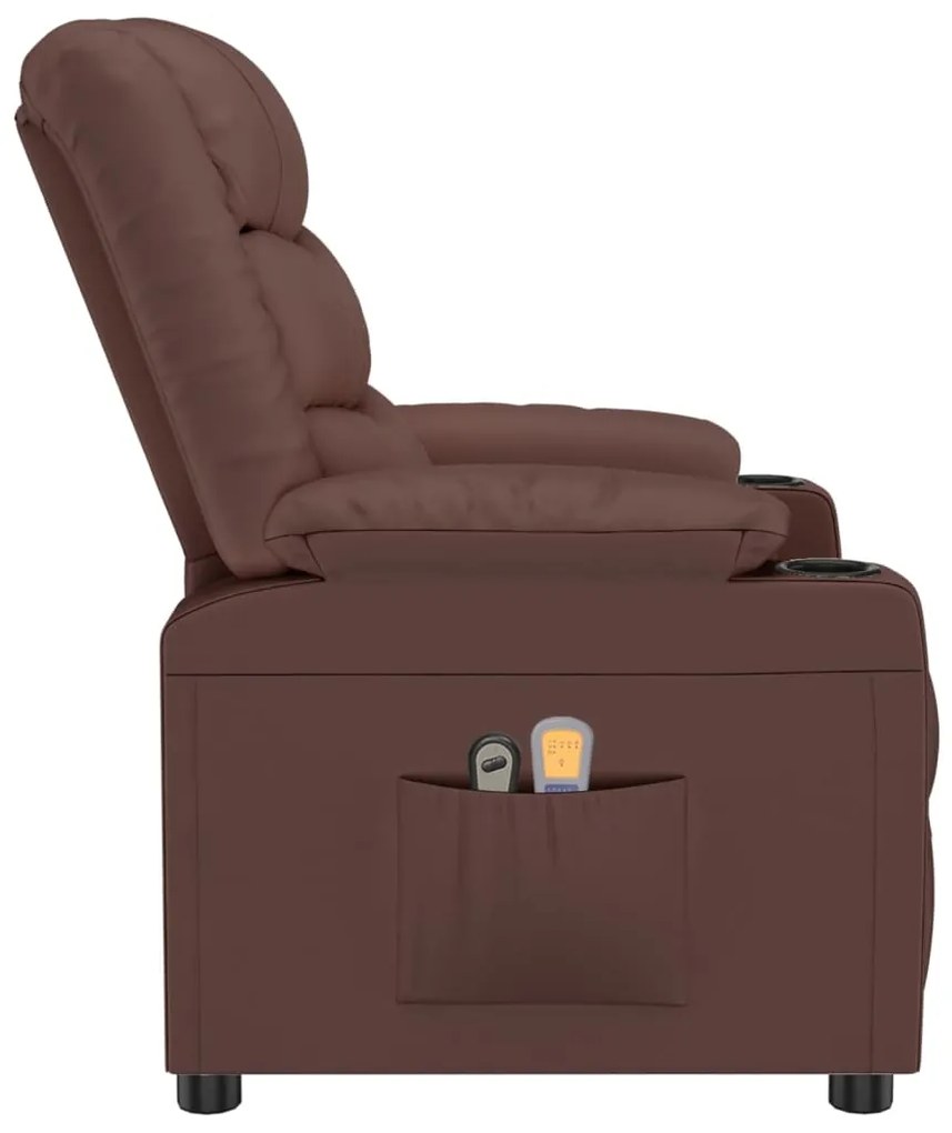 Poltrona de massagens elétrica couro artificial castanho