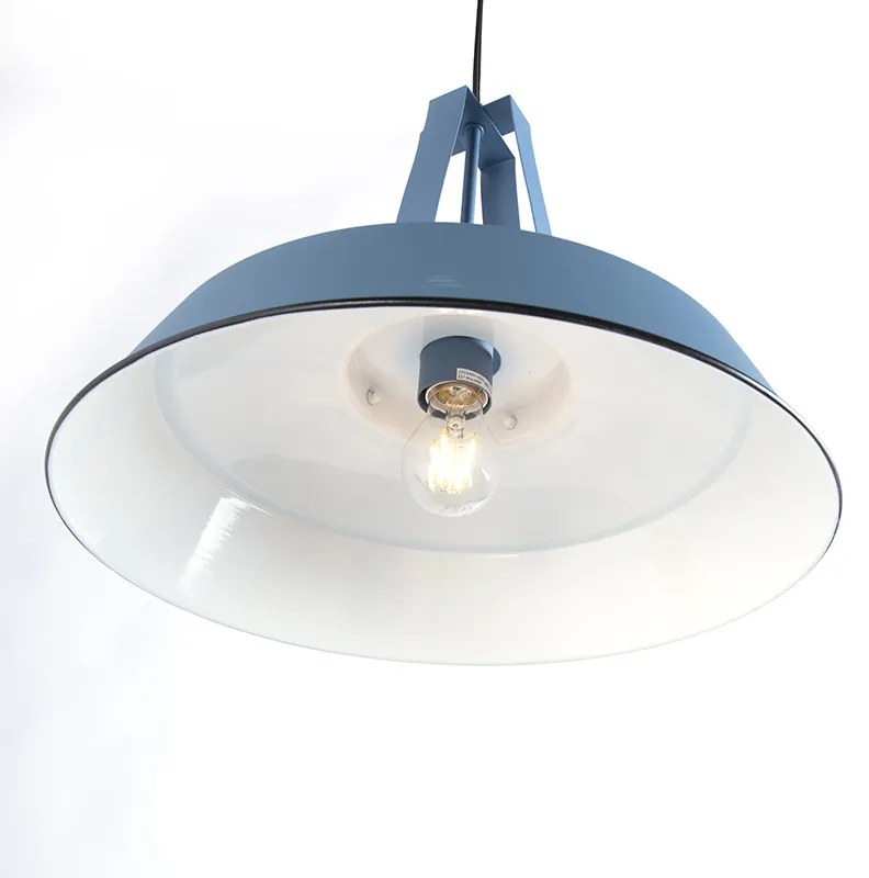 Candeeiro suspenso vintage azul redondo 43cm - Living Moderno