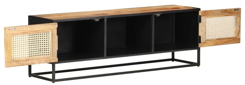 Móvel de TV 120x30x40cm mangueira áspera maciça e palha natural