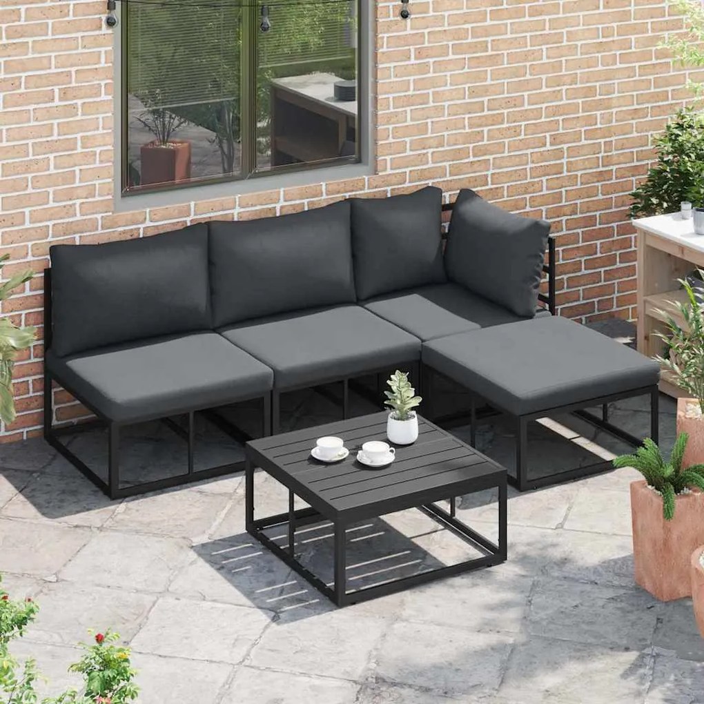 Conjunto de Sofá de Jardim 4 pcs Preto 211,5 x 141,5 x 71 cm