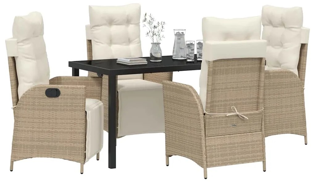 Conjunto de Jantar para Jardim com 5 Peças Bege em Rattan Sintético