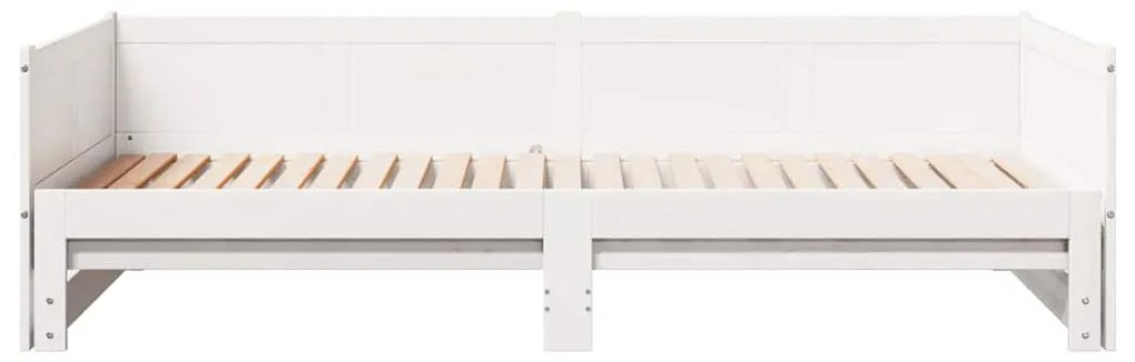 Cama de Dia com Extensão Branca 90x200 cm de Madeira de Pinho