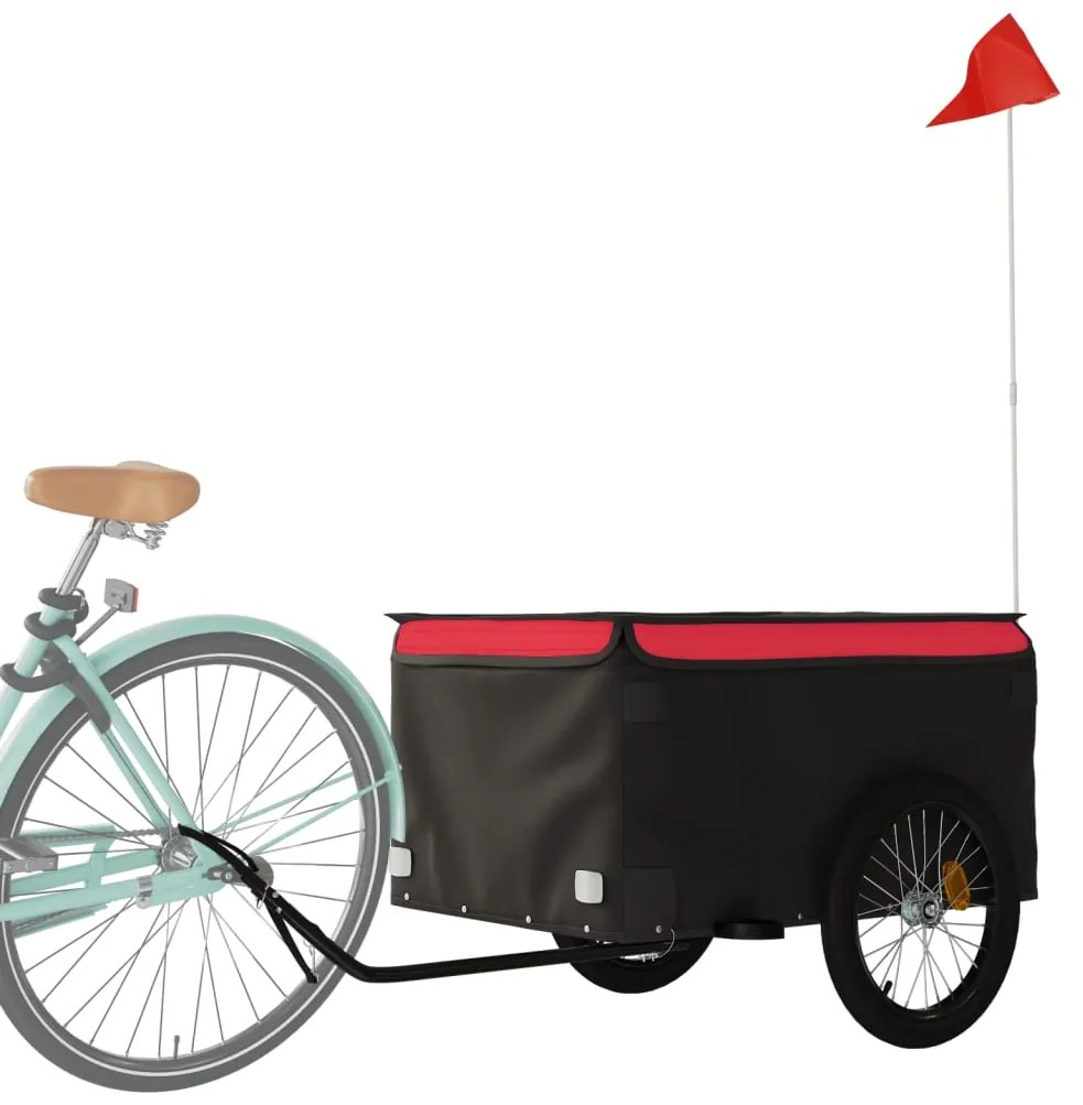 Reboque para bicicleta 45 kg ferro preto e vermelho