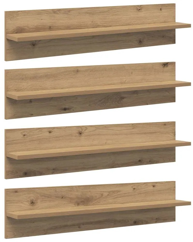 vidaXL Prateleiras de Parede com prateleira 4 pcs Carvalho Artesanal