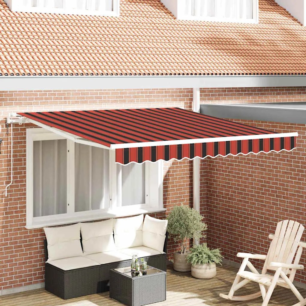 vidaXL Toldo Retrátil Manual laranja e castanho 300 x 250 cm tecido