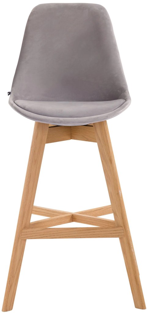 Banco de bar Cannes em veludo e com estrutura de Cor Natural 48 x 112 x 56 cm Cinzento