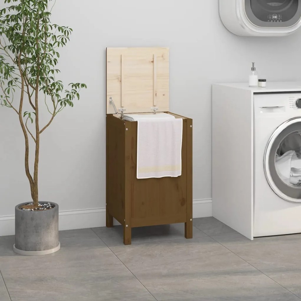 vidaXL Caixa p/ roupa 44x44x76 cm madeira pinho maciça castanho mel