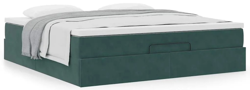 Estrutura de cama otomana com colchão 160x200 cm verde escuro
