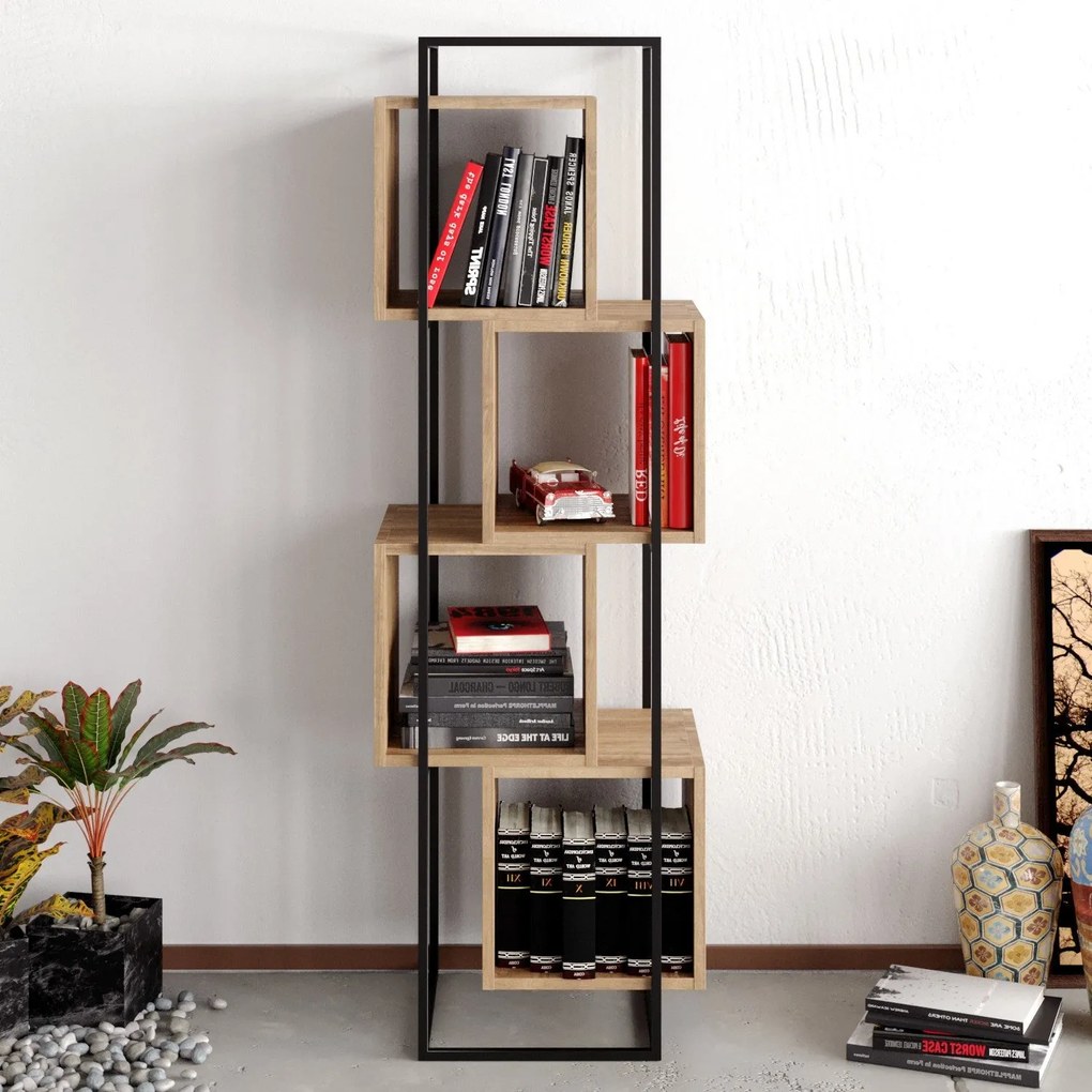 Estante Prada – Noz e Preto – 52x160x38 cm