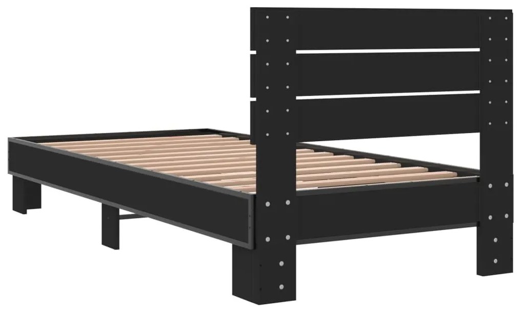 Estrutura de cama 90x200 cm derivados de madeira/metal preto