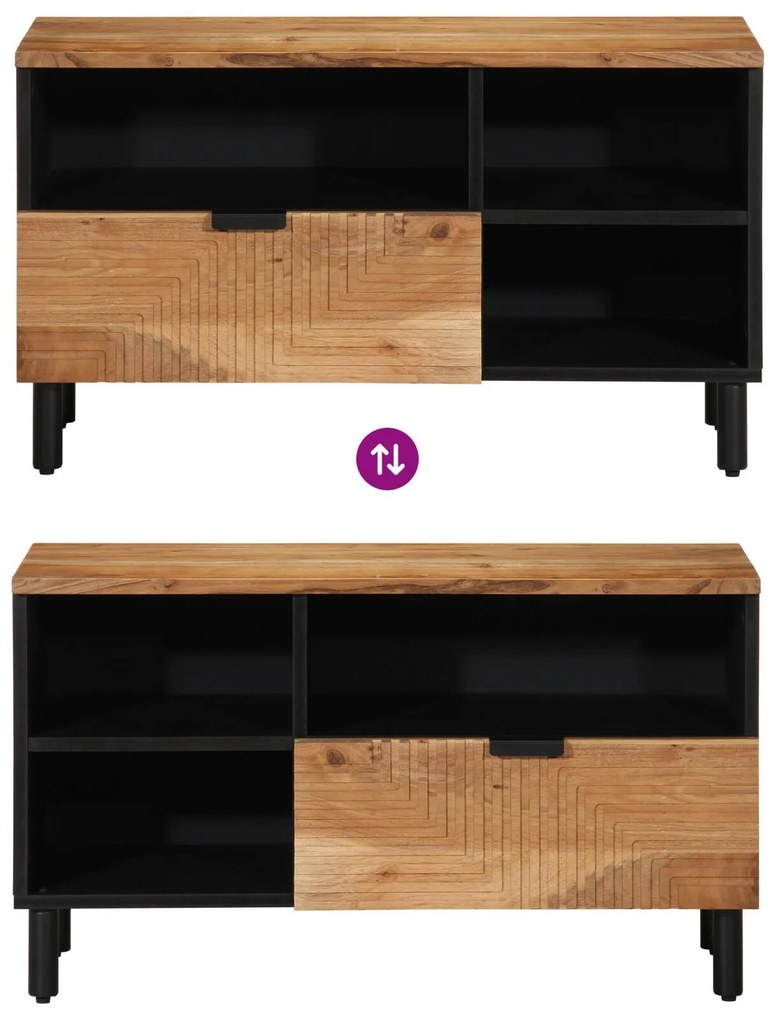 Aparador de TV vidaXL 80x33,5x46 cm Madeira Sólida de Acácia