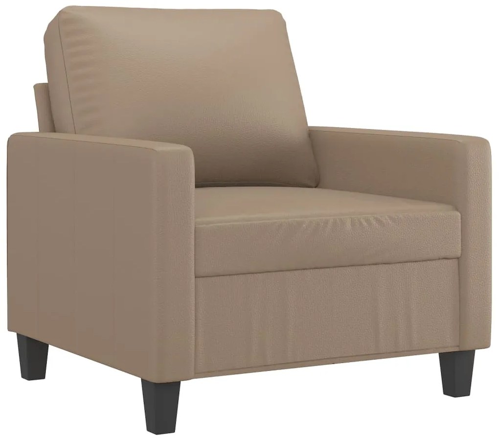 3 pcs conjunto sofás c/ almofadões couro artificial cappuccino