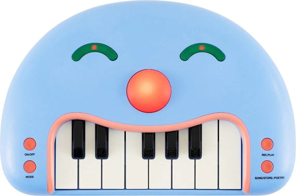 Teclado de 13 teclas para crianças Piano interativo com botões sorridentes e luzes Instrumento educativo portátil para maiores de 3 anos Azul