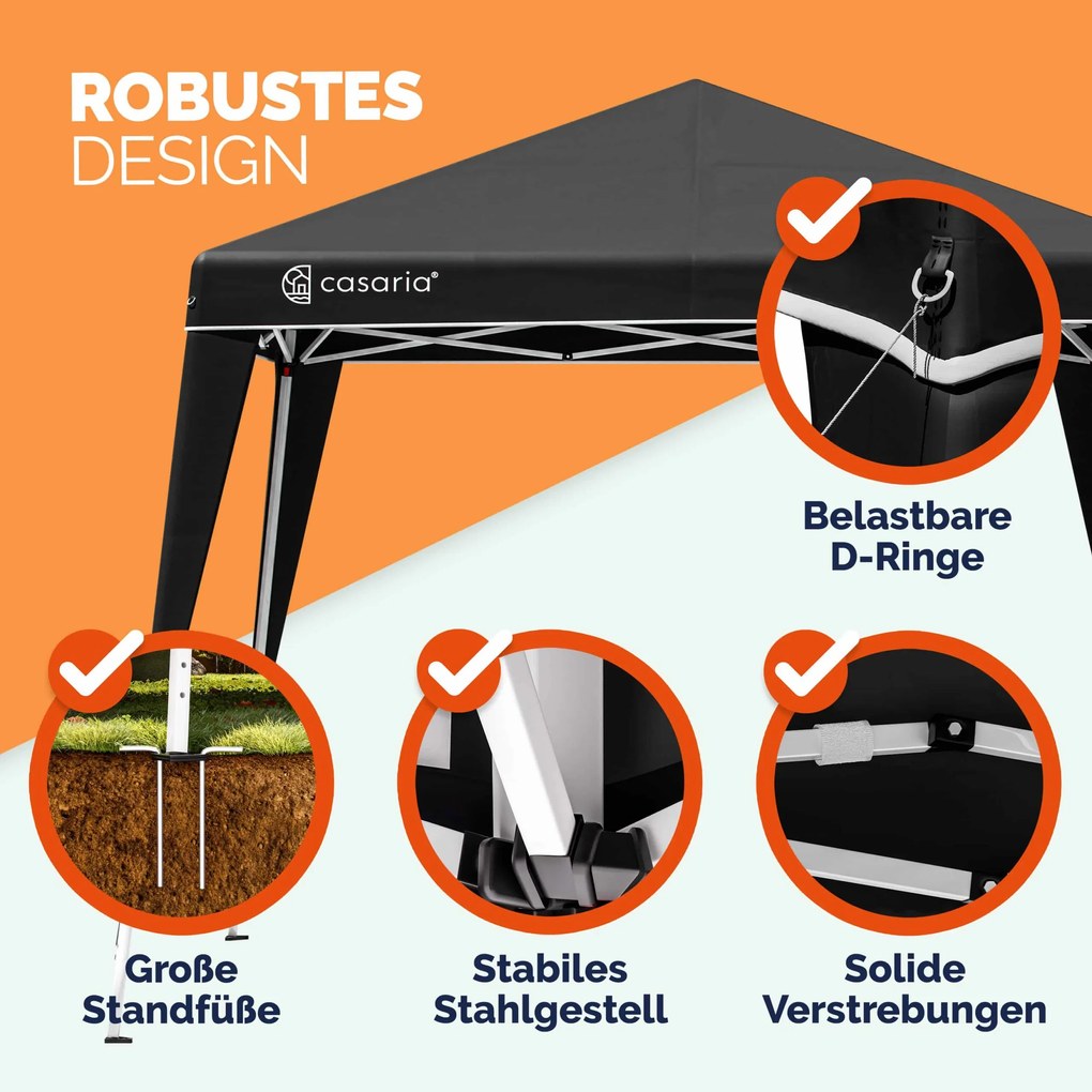 Tenda dobrável Popup Capri 3x3m Proteção UV 50 com saco transporte Preto