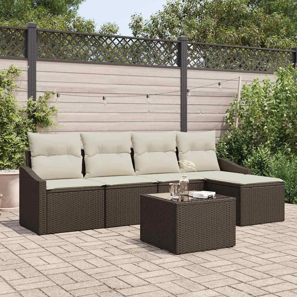 vidaXL Conjunto de Jantar pra Jardim com Almofadas de Rattan Poliéster Cinza - 5 Peças