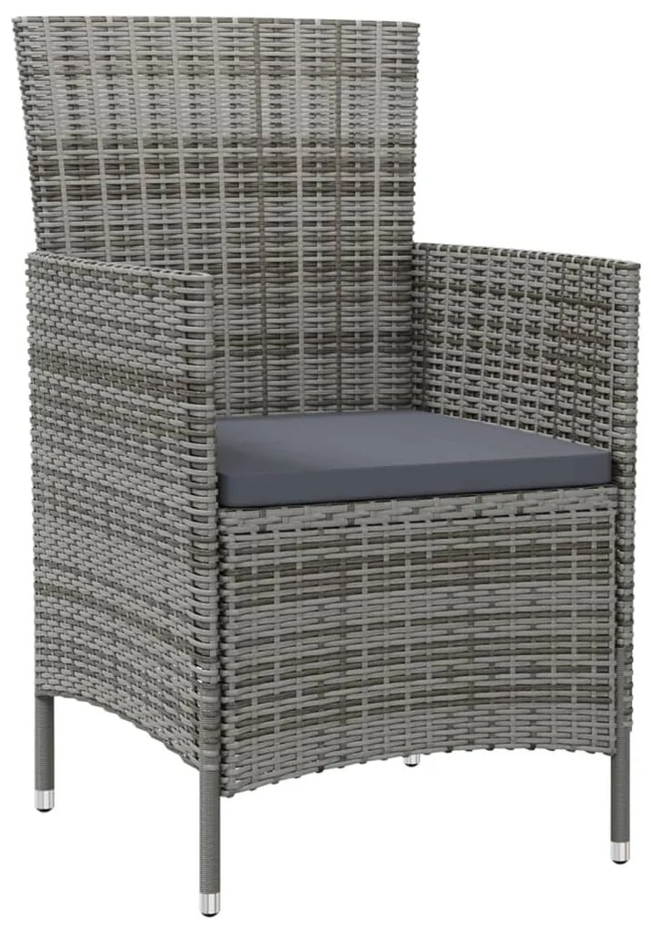 Conjunto jantar p/ exterior com almofadões 3 pcs vime cinzento