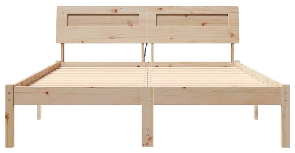Estrutura da Cama com luzes de tira LED com cabeceira Castanho 120 x 2