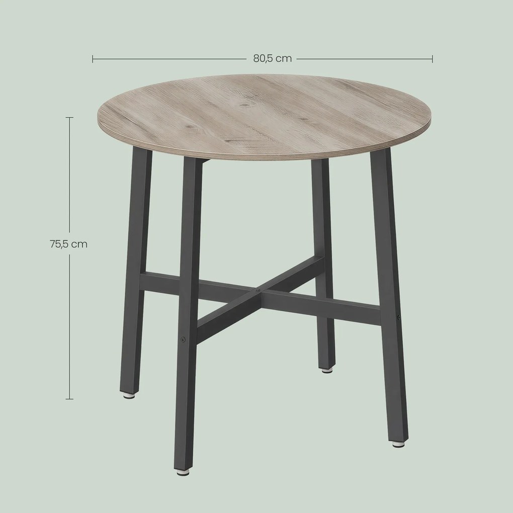 Mesa de jantar redonda pequena 80 cm de diâmetro (CADEIRAS NÃO INCLUIDAS) cinza mesclado com preto