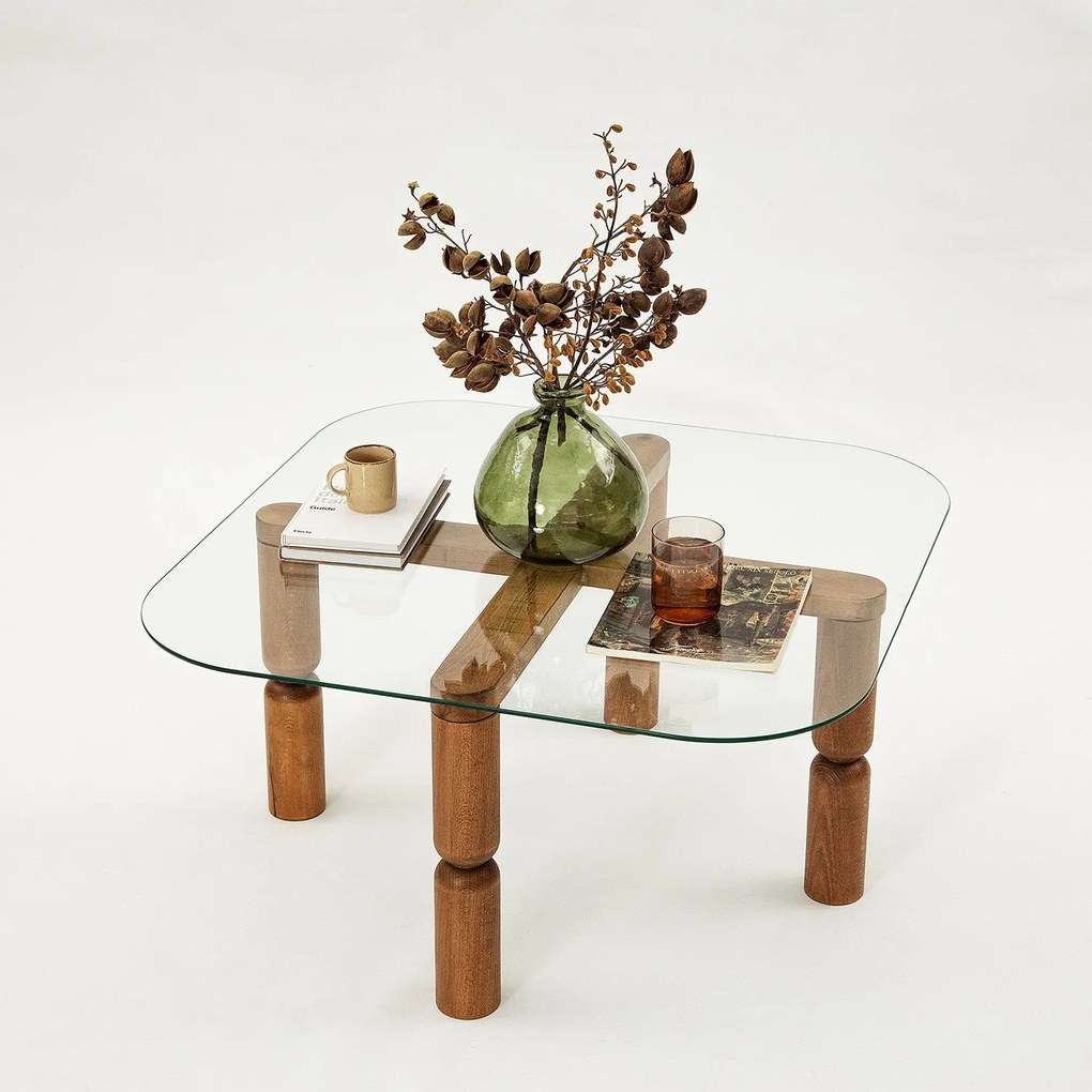 Mesa de Centro Kei – Nogueira – 80x40x80 cm