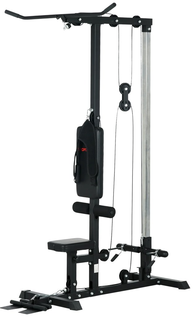 SPORTNOW Máquina de Musculação Estação de Treino com Assento Ajustável para Treino Carga Máxima 100 kg 140x108x197 cm Preto | Aosom Portugal