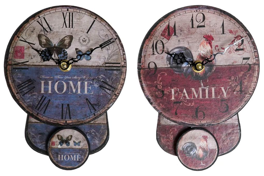 Relógio de Parede DKD Home Decor Pêndulo Ferro Madeira MDF (2 pcs) (14 x 5 x 19 cm)