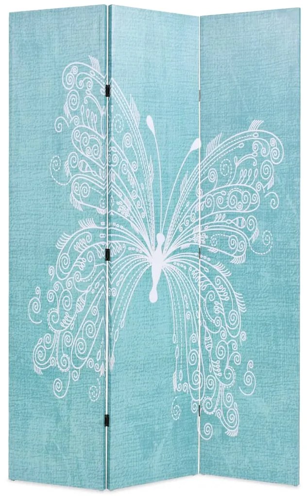245885 vidaXL Biombo dobrável com estampa de borboleta azul 120x170 cm