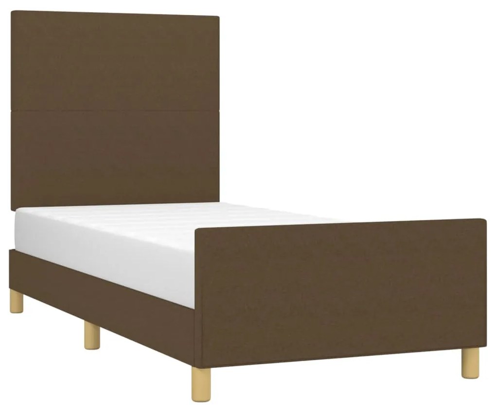 Estrutura de cama sem colchão 90x190 cm tecido castanho-escuro