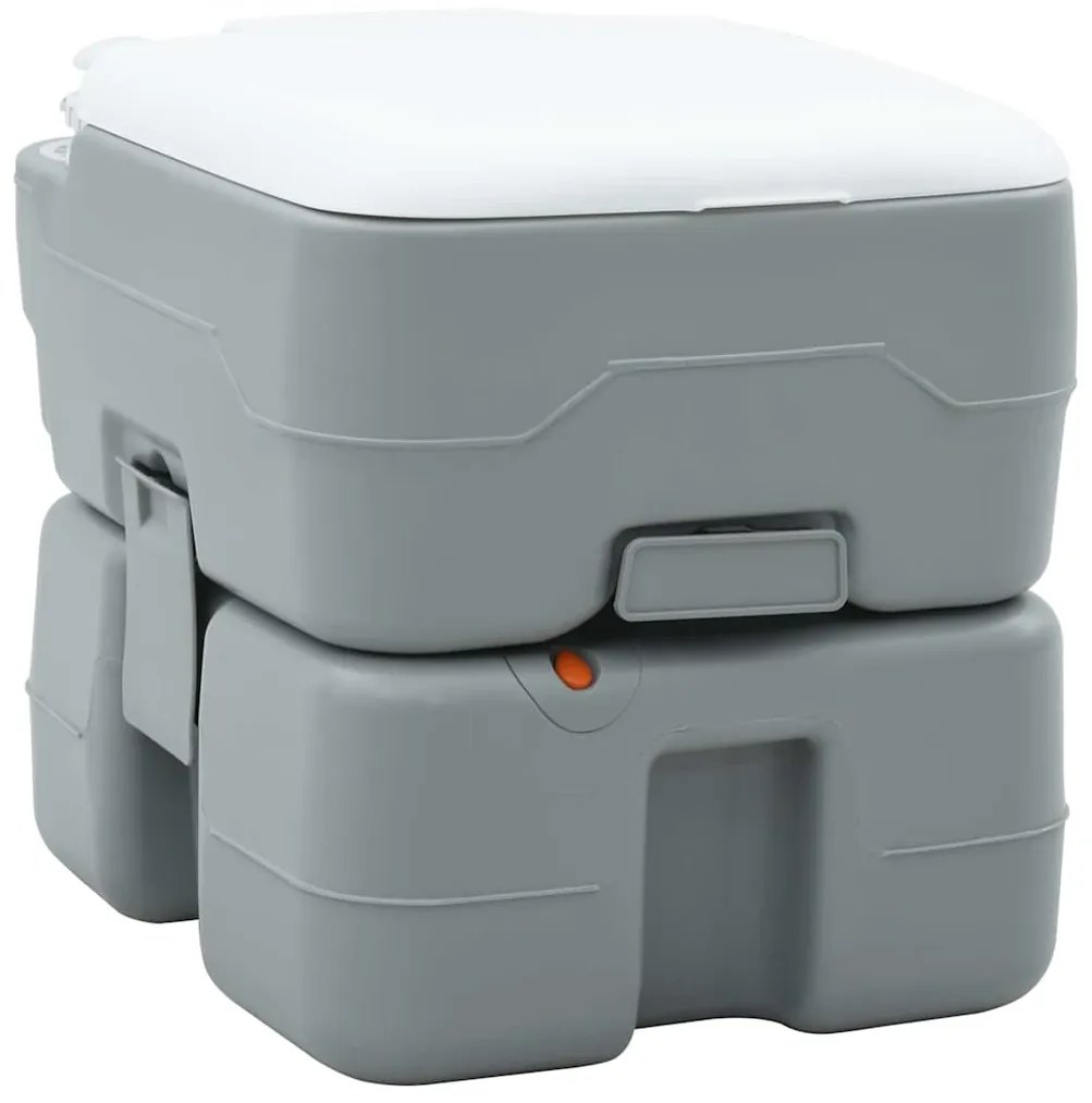 vidaXL Vaso Sanitário Portátil para Camping Cinzento e branco