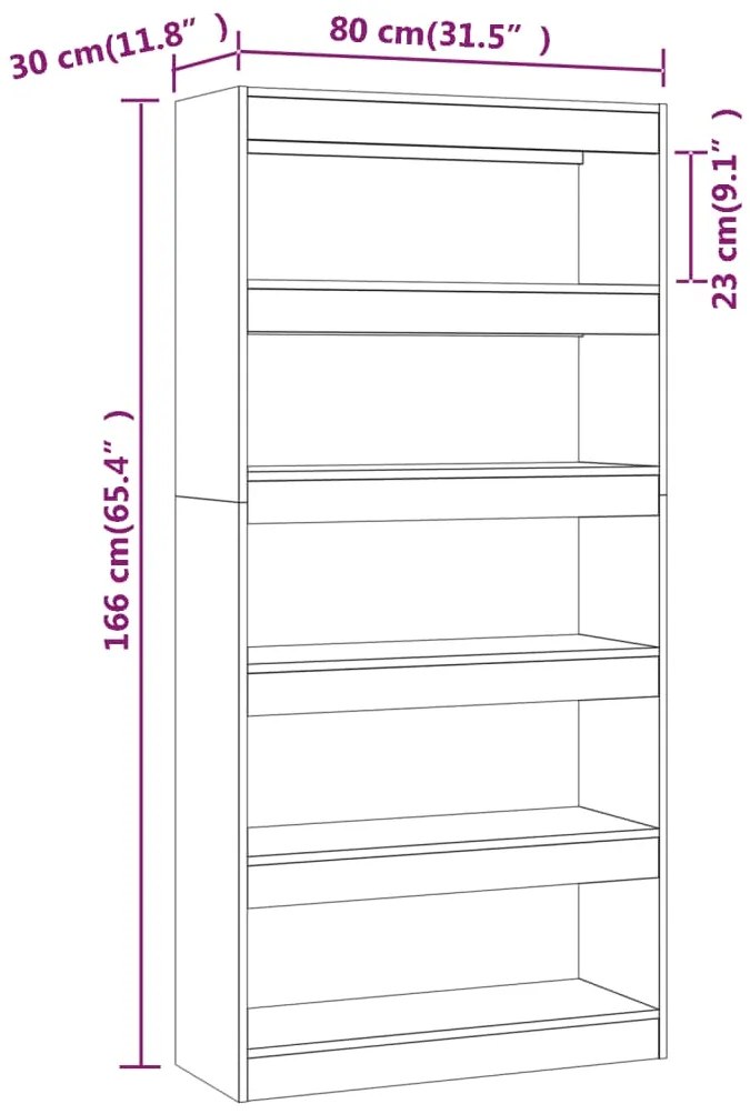Estante/divisória 80x30x166 cm derivados de madeira branco