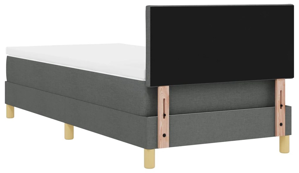 Cama Box Spring com Colchão & LED Cinza Escuro 90x200 cm Tecido