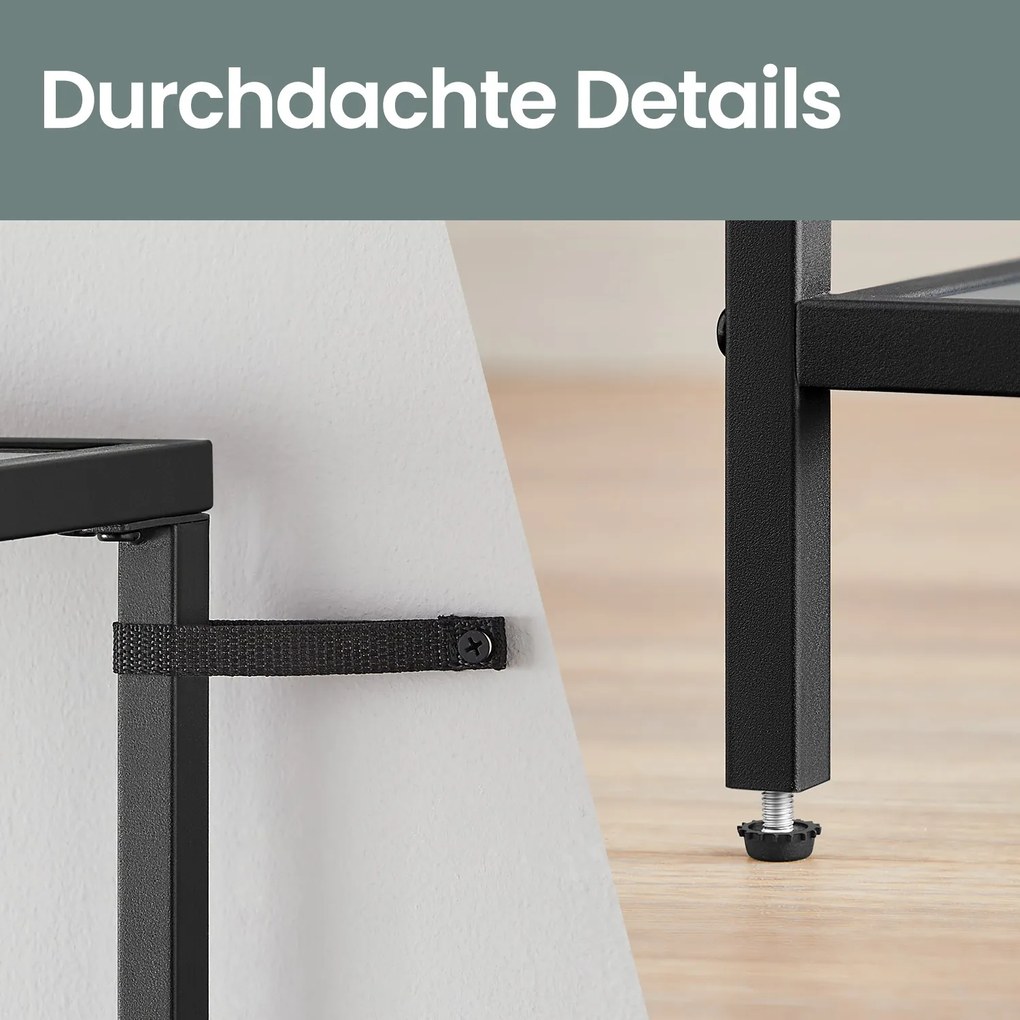 Estante de 4 níveis multifuncional em metal e vidro temperado 30 x 40 x 95 cm preto