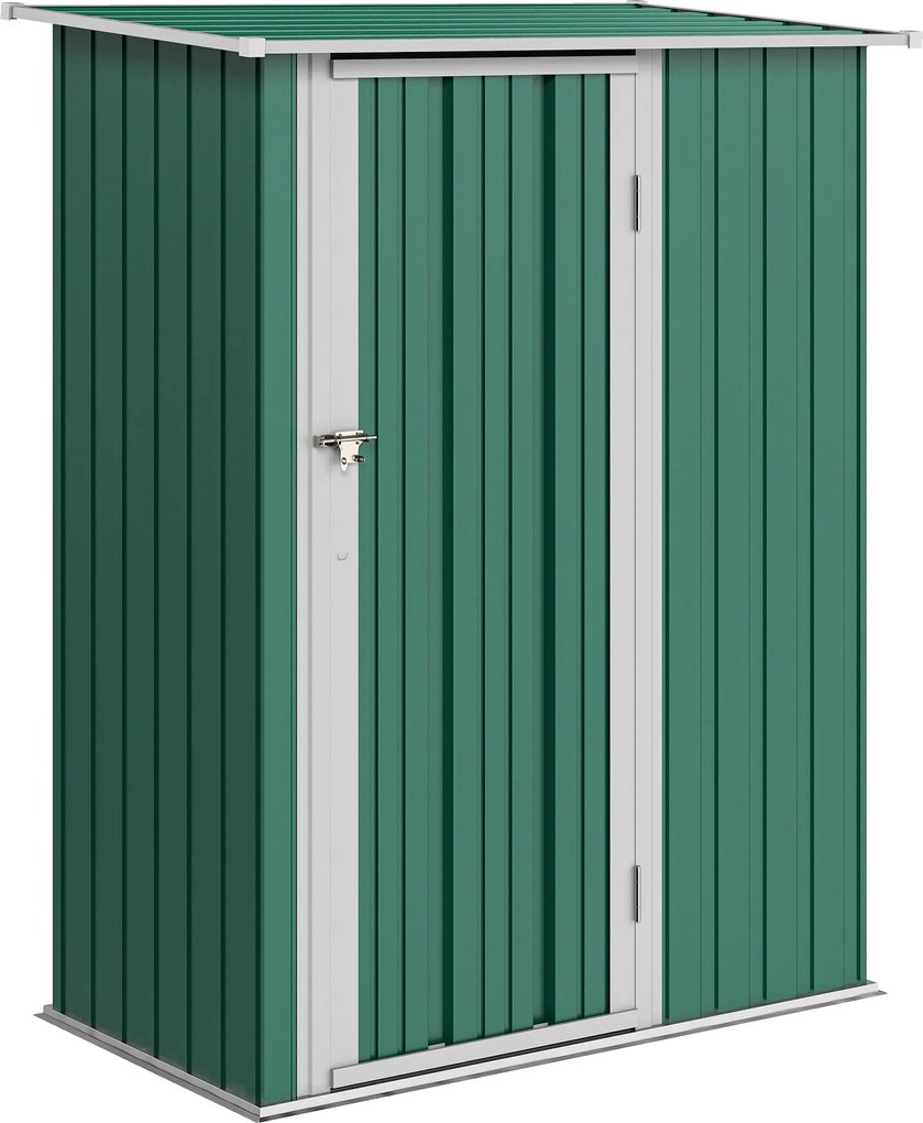 Outsunny Abrigo de Jardim 142x84x189cm Abrigo de Jardim de Aço Galvanizado com Porta Fechadura e Orifícios de Drenagem Verde | Aosom Portugal