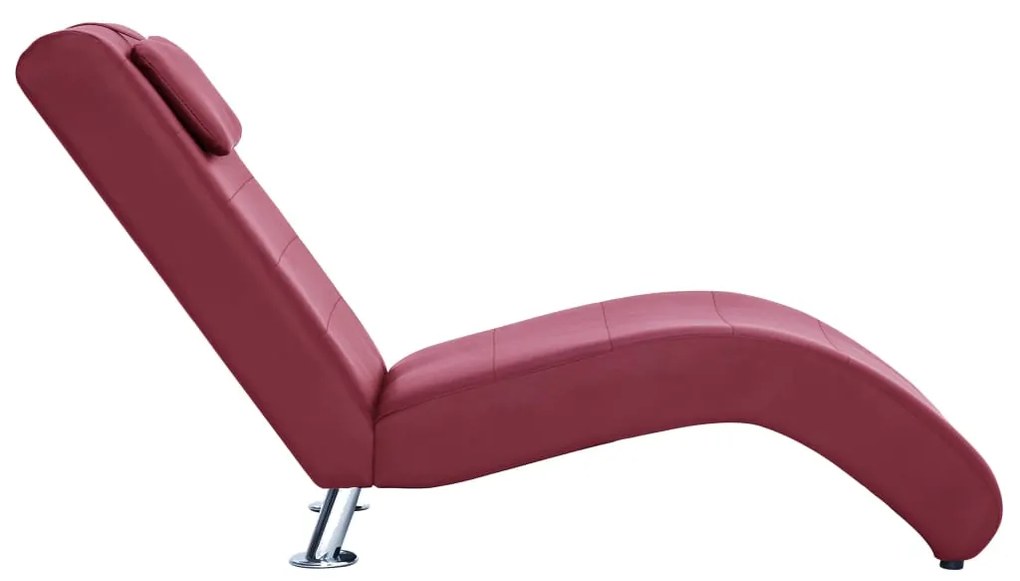 Chaise longue com almofada couro artificial vermelho tinto