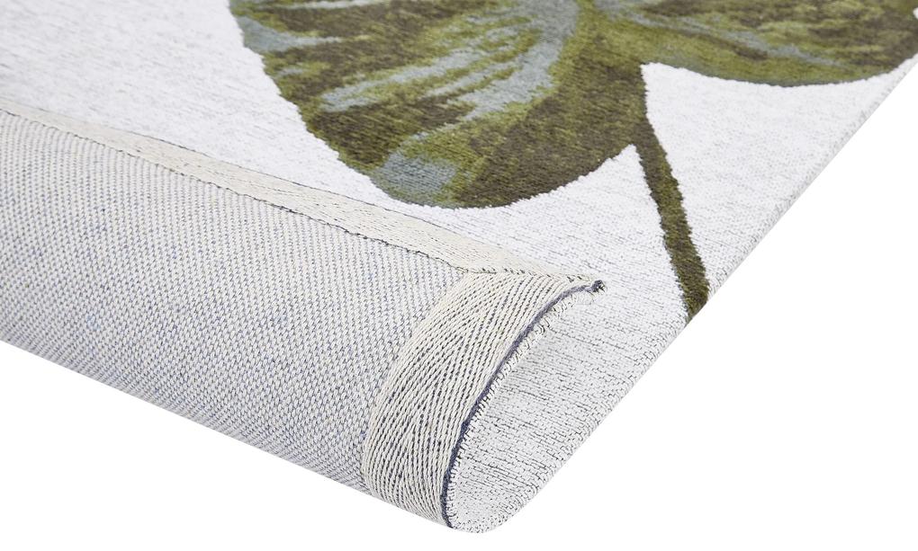 Tapete de algodão com motivo de folhas verde 140 x 200 cm BARZAH Beliani