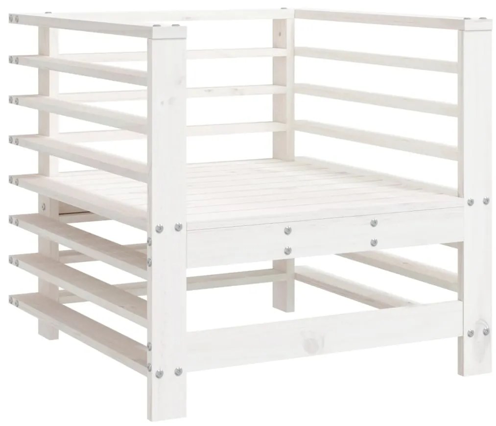 7 pcs conjunto lounge de jardim pinho maciço branco