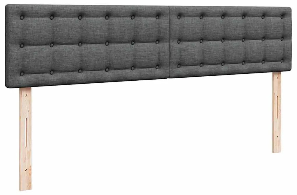 Estrutura de cama otomana com colchões tecido cinzento escuro