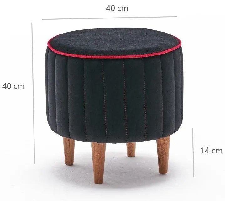 **** Pouffe Lindy – Anthracite &amp; Rosa – 40x40x40 cm

**