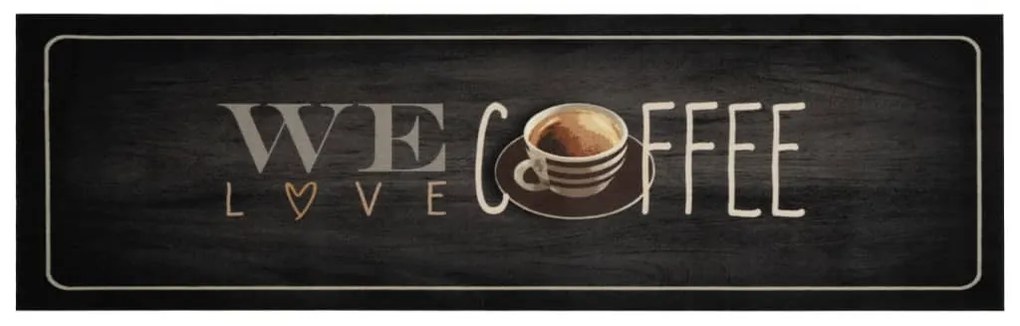 Tapete de cozinha lavável 45x150 cm veludo texto café