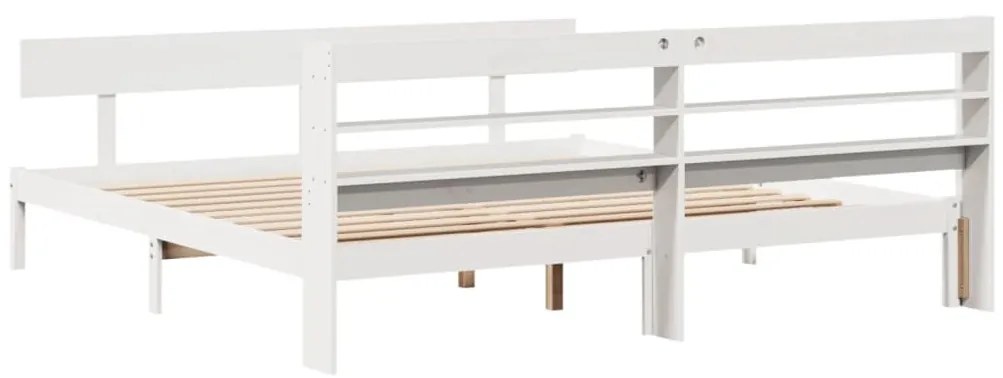 Cama sem colchão 180x200 cm madeira de pinho maciça branco