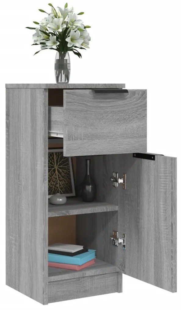 Aparadores 2 pcs 30x30x70 cm madeira processada sonoma cinza