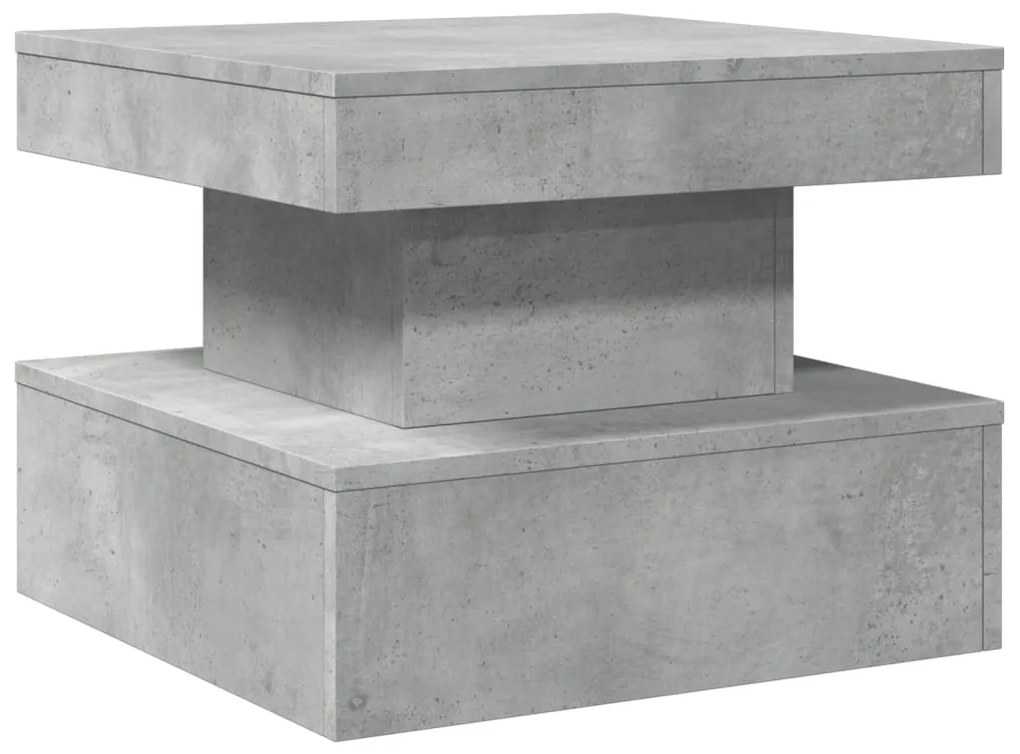 Mesa de centro com luzes LED 50x50x40 cm cinzento cimento