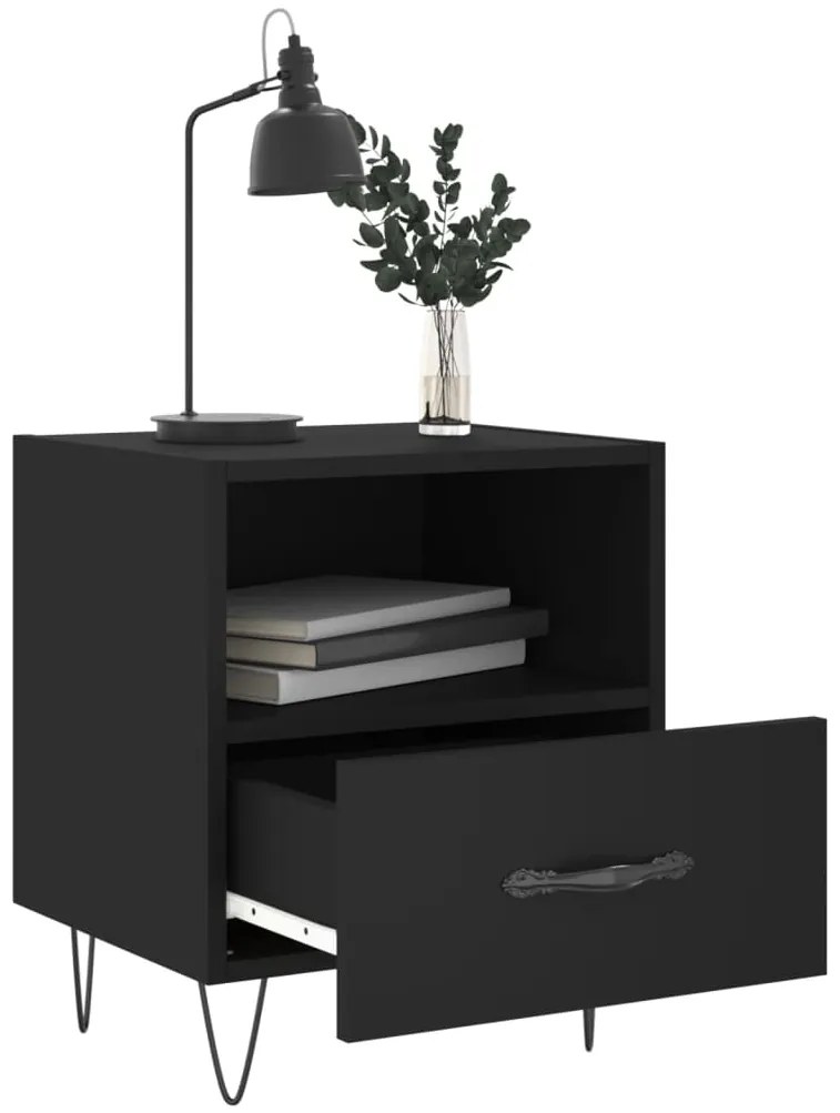 Mesas de cabeceira 2 pcs 40x35x47,5 cm deriv. de madeira preto
