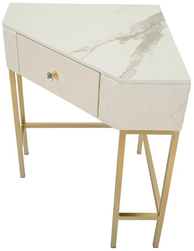 Consola de Entrada Angle Sharon - Madeira e MDF Branco com Detalhes Do