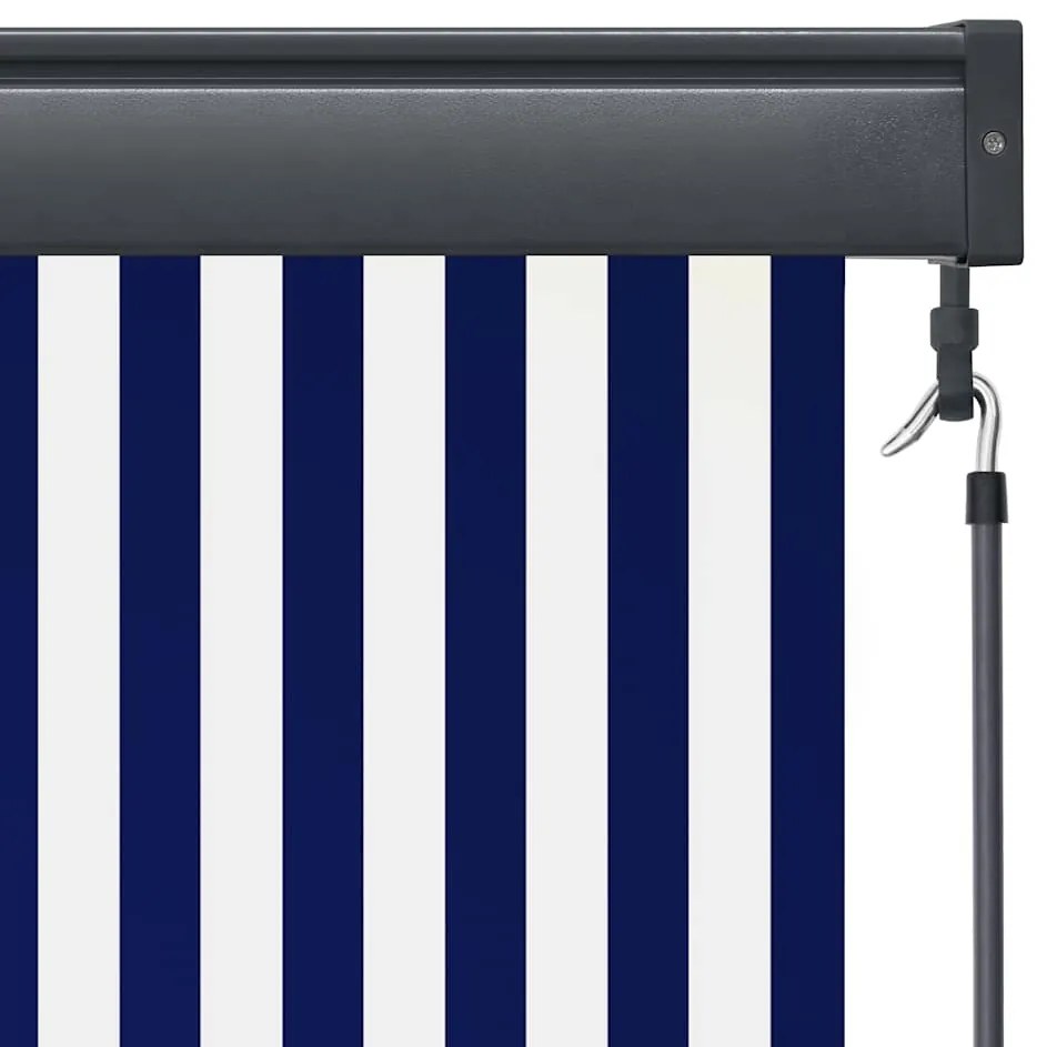 Estore de rolo para exterior 60x250 cm azul e branco
