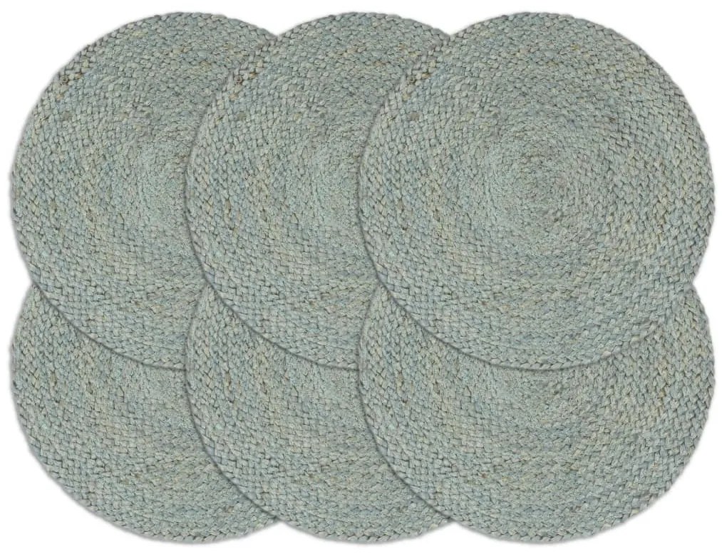 vidaXL Individuais mesa 6 pcs juta liso 38 cm redondo verde azeitona